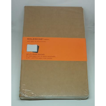 Moleskine Large Cahier Ruled Kraft Set of 3 Moleskine Large Cahier Ruled Kraft Set of 3